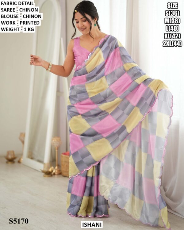 Party Wear Statement Print Saree With Blouse