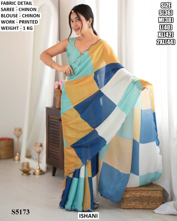 Party Wear Statement Print Saree With Blouse