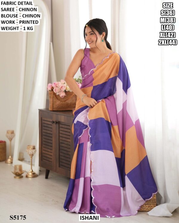 Party Wear Statement Print Saree With Blouse