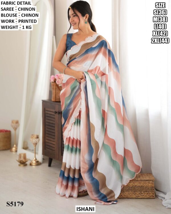 Party Wear Statement Print Saree With Blouse