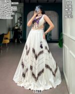 Navratri Wear Gamthi Work Rayon Lehenga Set