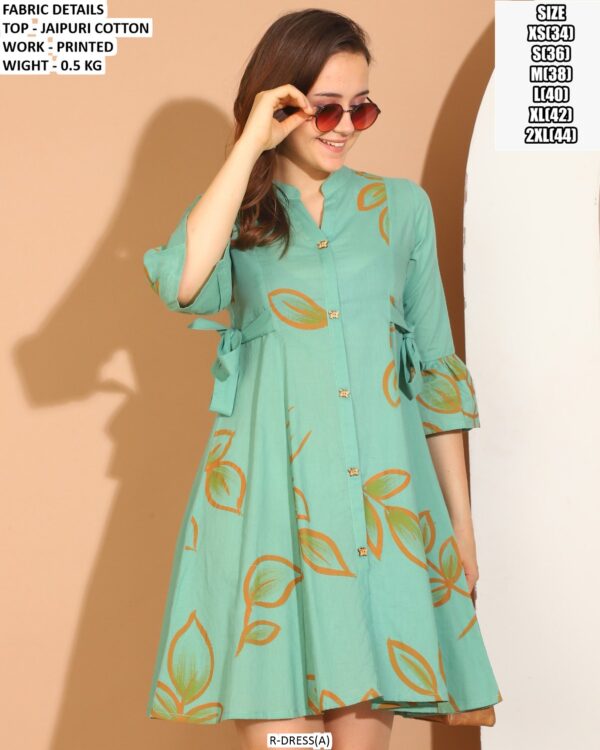 Stylish Front Button A-Line Dress For Wome