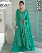 Leheriya Style Chinon Kurta Palazzo Dupatta Set