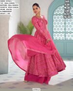 Leheriya Style Chinon Kurta Palazzo Dupatta Set