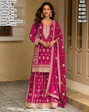 Designer Chinon Kurta Sharara Set With Dupatta