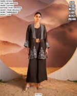 Pure Organza Palazzo Suit With Long Jacket