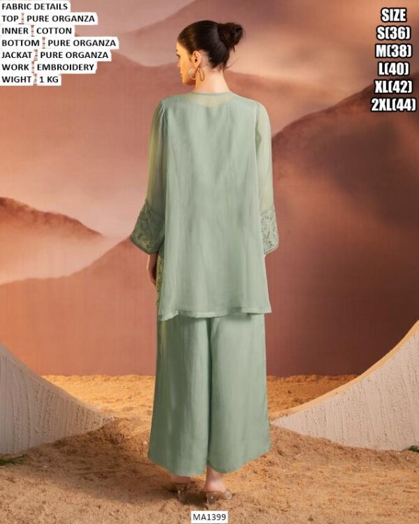 Pure Organza Palazzo Suit With Long Jacket