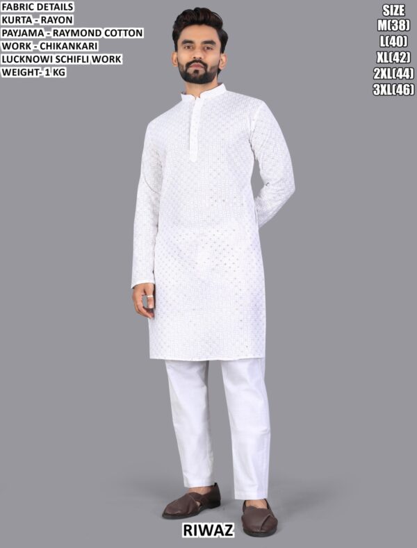 Men’s Lucknowi Chikankari Kurta Pajama Set