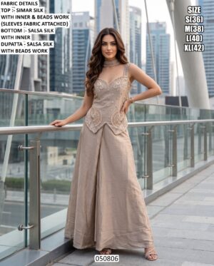Beads Work Palazzo Suit With Dupatta
