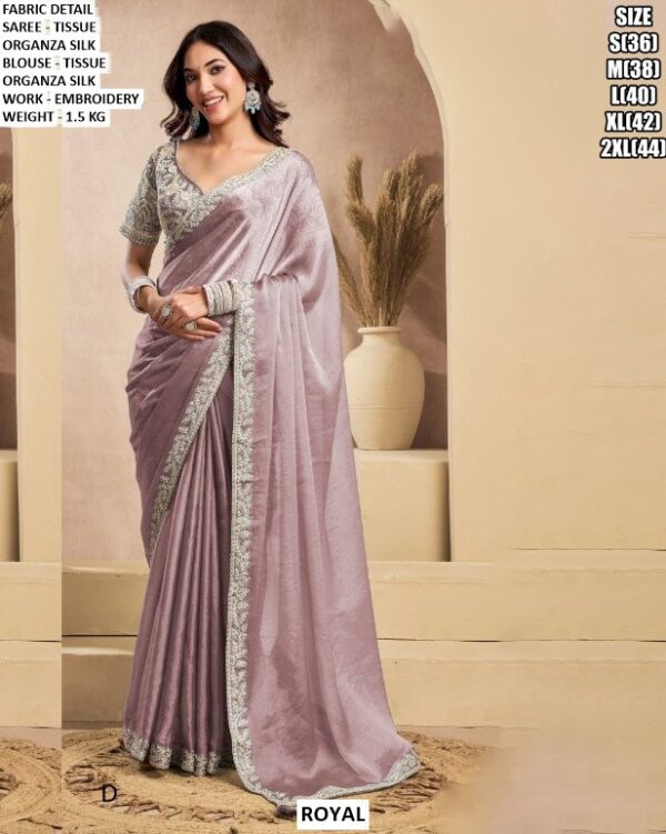 Festive Wear Shimmer Saree With Designer Blouse
