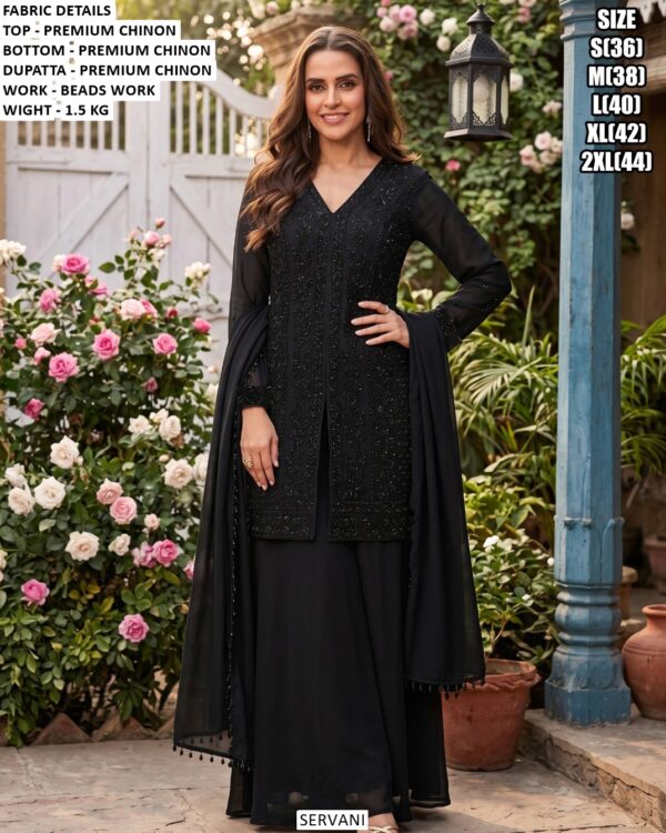 Women’s Embroidered Chinon Three Piece Suit