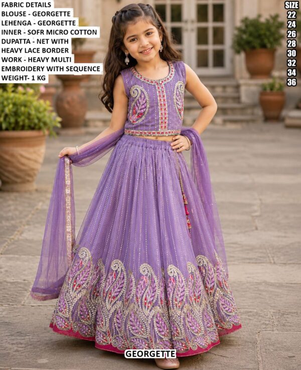 Girls’ Georgette Embroidered Lehenga Choli Set