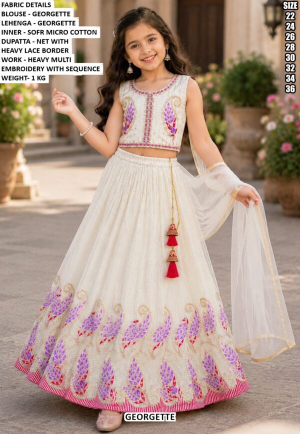 Girls’ Georgette Embroidered Lehenga Choli Set