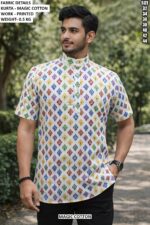 Men’s Geometric Print Half Sleeve Kurta