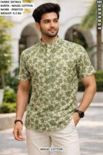 Men’s Geometric Print Half Sleeve Kurta