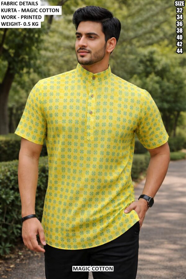 Men’s Geometric Print Half Sleeve Kurta