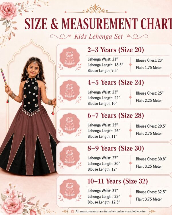 Girls’ Navratri Special Mirror Work Lehenga