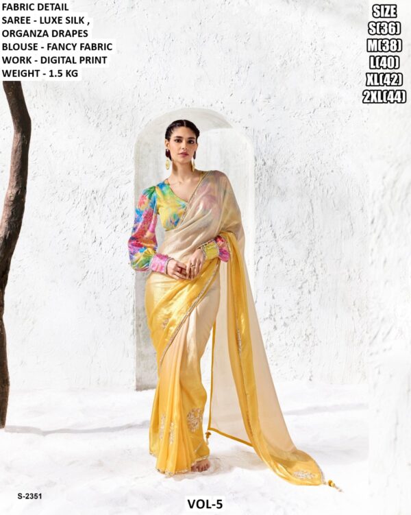 Elegant Luxe Silk Saree With Floral Blouse