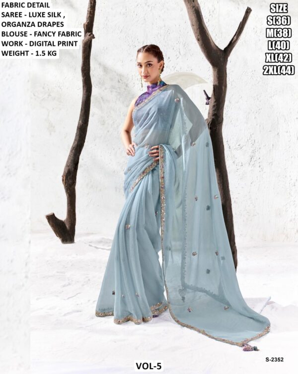 Elegant Luxe Silk Saree With Floral Blouse