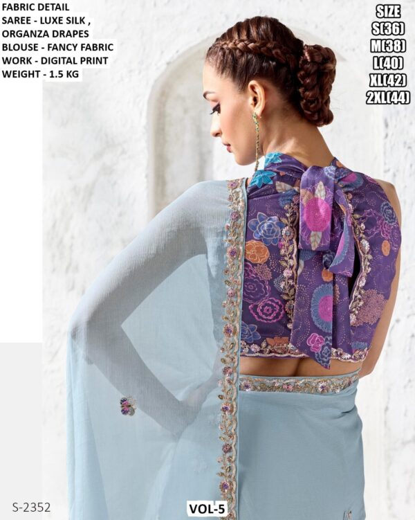 Elegant Luxe Silk Saree With Floral Blouse