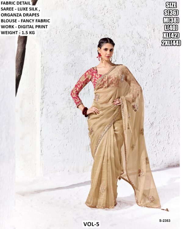 Elegant Luxe Silk Saree With Floral Blouse