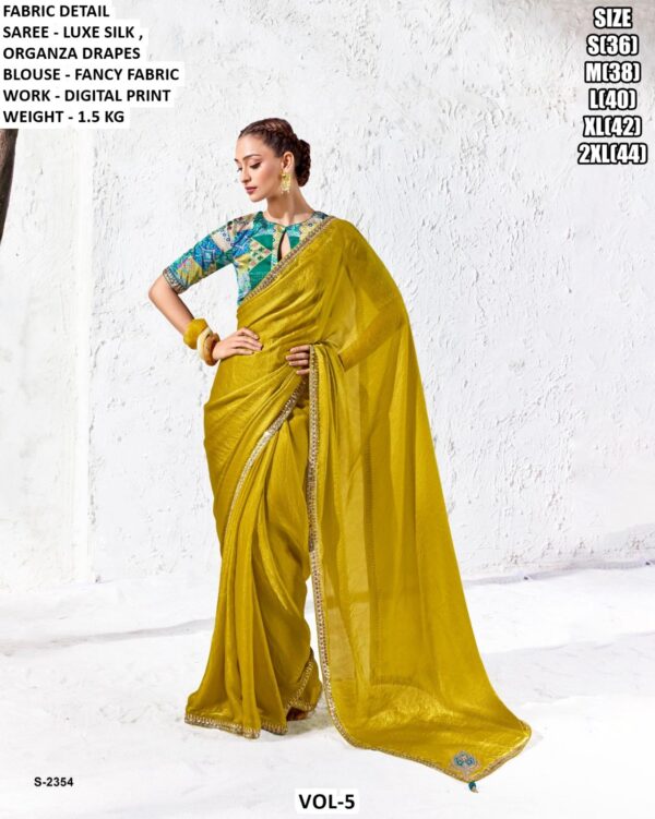 Elegant Luxe Silk Saree With Floral Blouse
