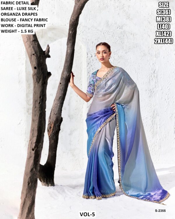 Elegant Luxe Silk Saree With Floral Blouse