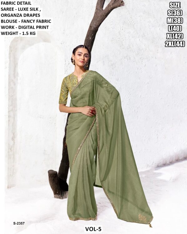 Elegant Luxe Silk Saree With Floral Blouse