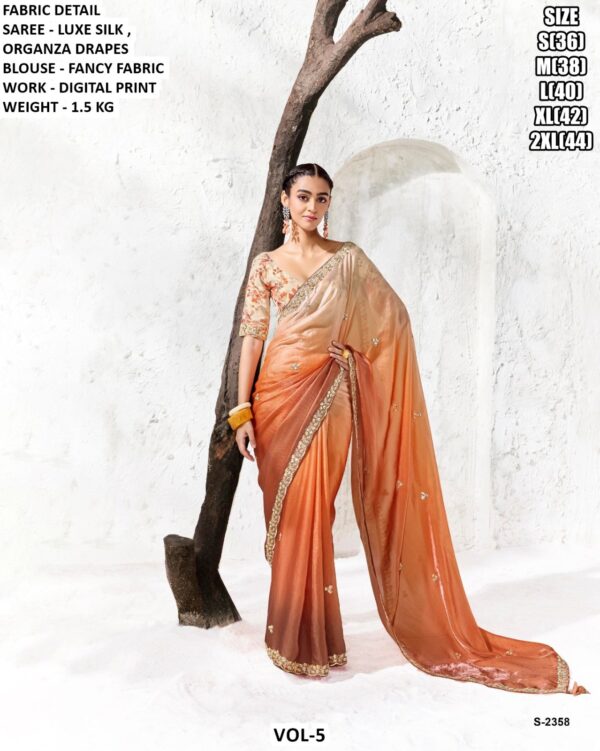 Elegant Luxe Silk Saree With Floral Blouse