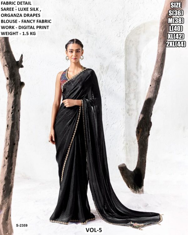 Elegant Luxe Silk Saree With Floral Blouse
