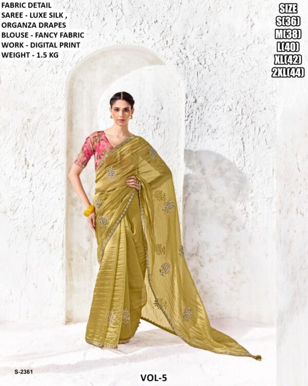 Elegant Luxe Silk Saree With Floral Blouse