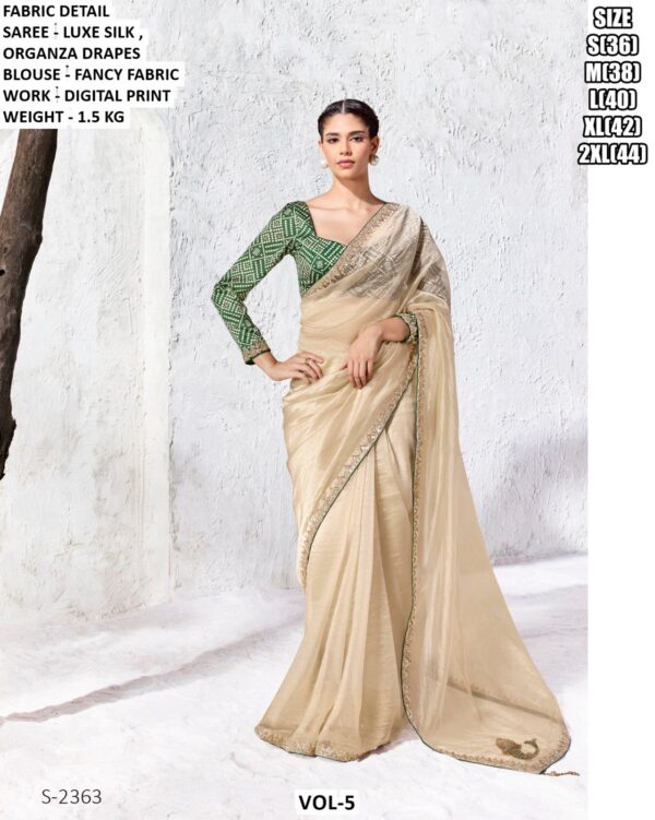 Elegant Luxe Silk Saree With Floral Blouse