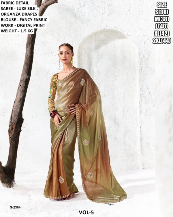 Elegant Luxe Silk Saree With Floral Blouse