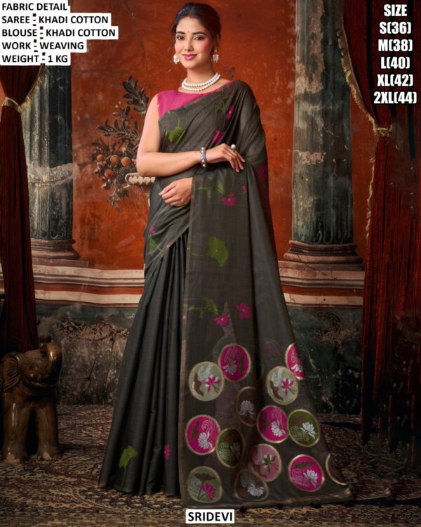 Khadi Cotton Weaving Work Saree With Blouse