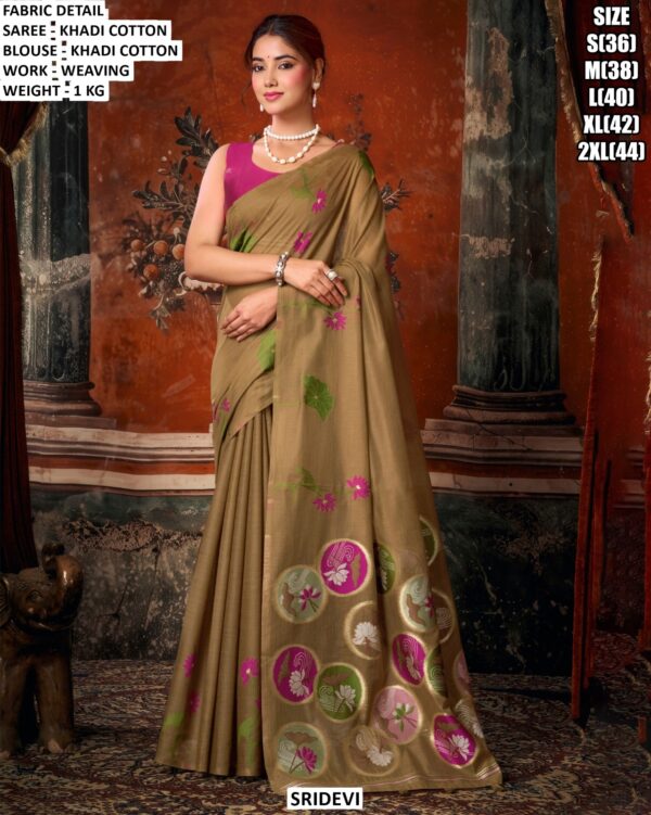 Khadi Cotton Weaving Work Saree With Blouse