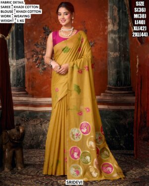 Khadi Cotton Weaving Work Saree With Blouse