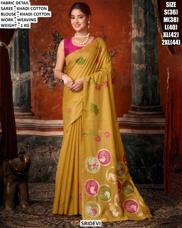 Khadi Cotton Weaving Work Saree With Blouse