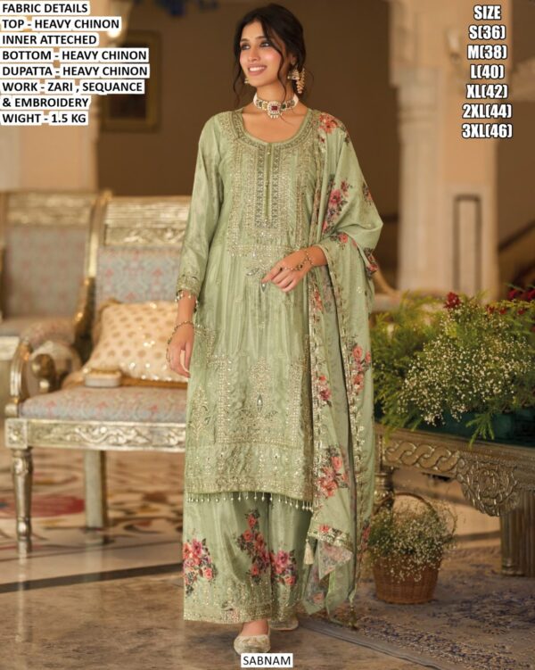 Pakistani Style Chinon Palazzo Suit For Women