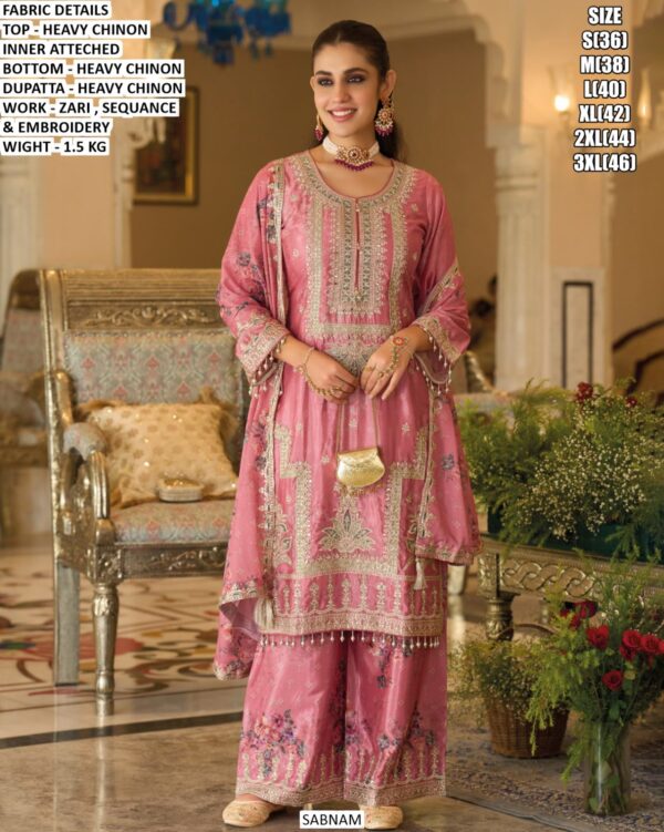 Pakistani Style Chinon Palazzo Suit For Women