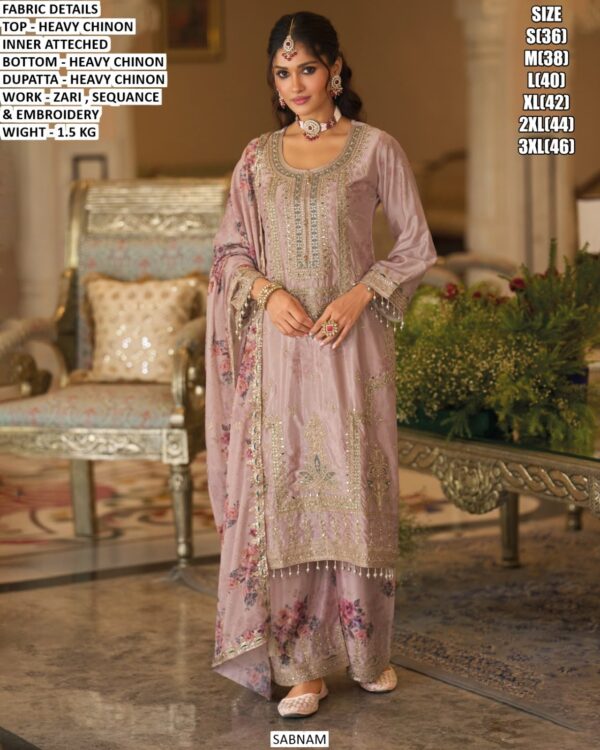 Pakistani Style Chinon Palazzo Suit For Women