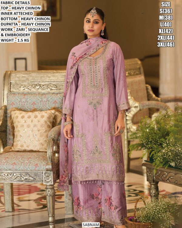 Pakistani Style Chinon Palazzo Suit For Women