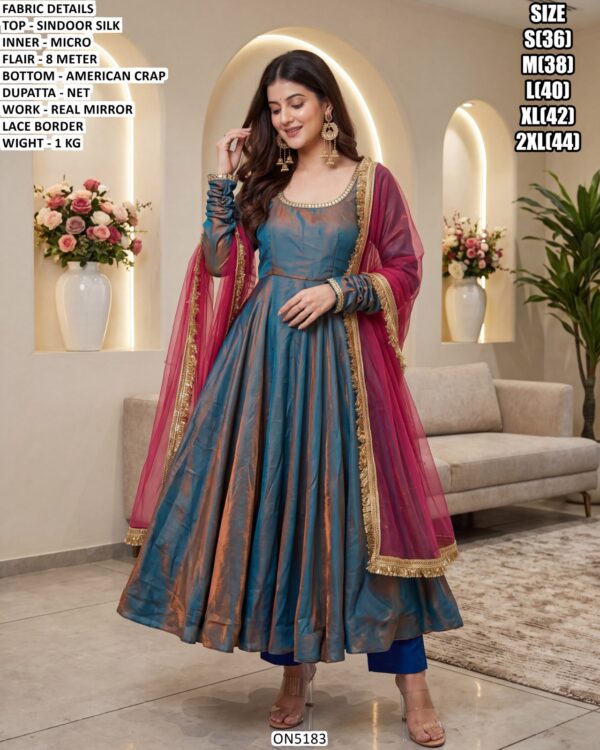 Women’s Designer Silk Gown Style Suit Set