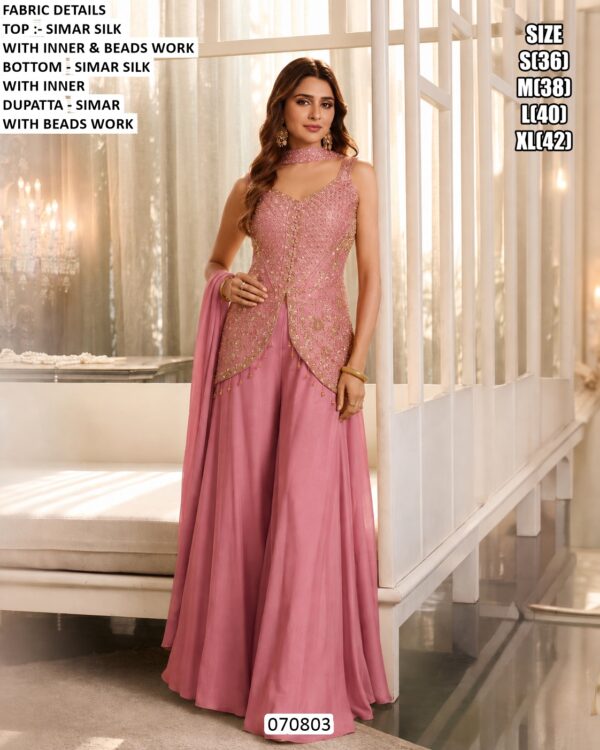 Women’s Simar Silk Beads Work Palazzo Suit