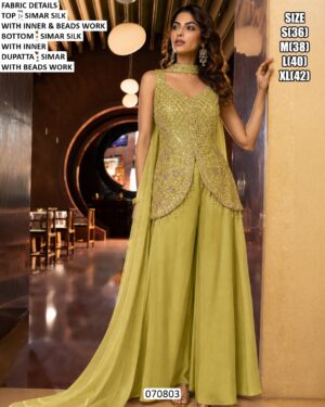 Women’s Simar Silk Beads Work Palazzo Suit