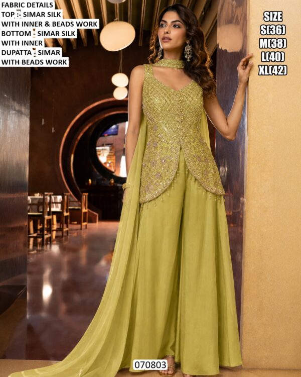 Women’s Simar Silk Beads Work Palazzo Suit