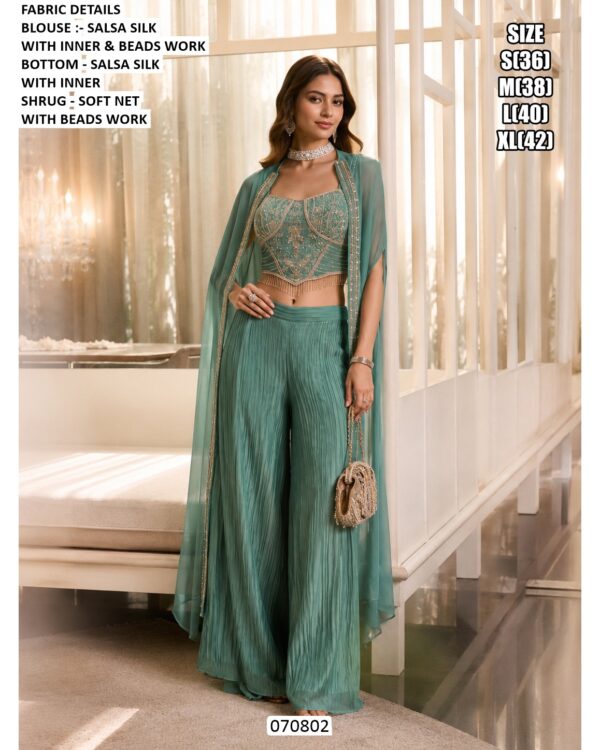 Women’s Soft Net Shrug Palazzo Outfit