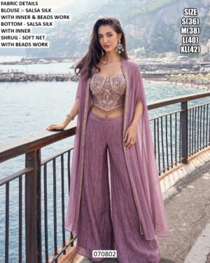 Women’s Soft Net Shrug Palazzo Outfit