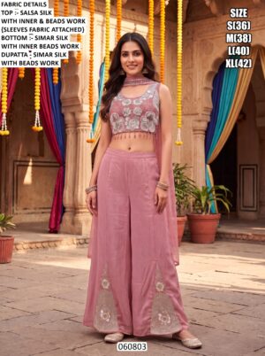 Designer Beads Work Palazzo Suit With Dupatta