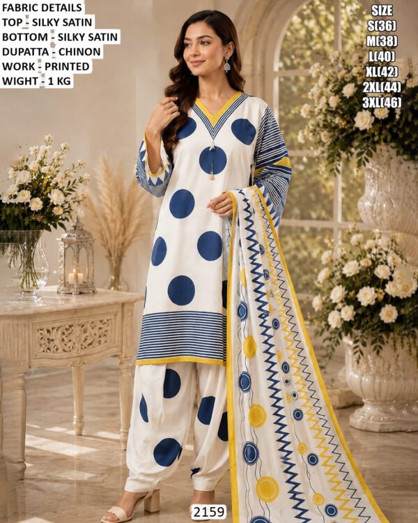 Women’s Polka Dot Satin Punjabi Suit Set