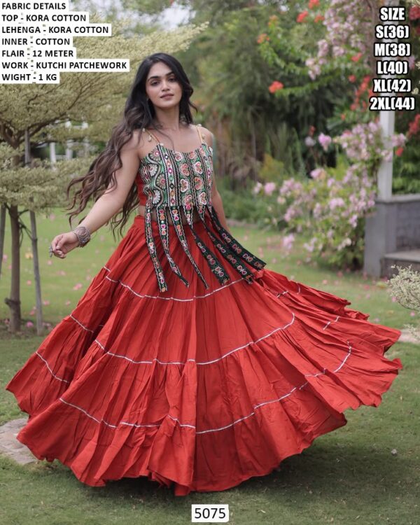 Women’s Garba Wear Cotton Flared Lehenga